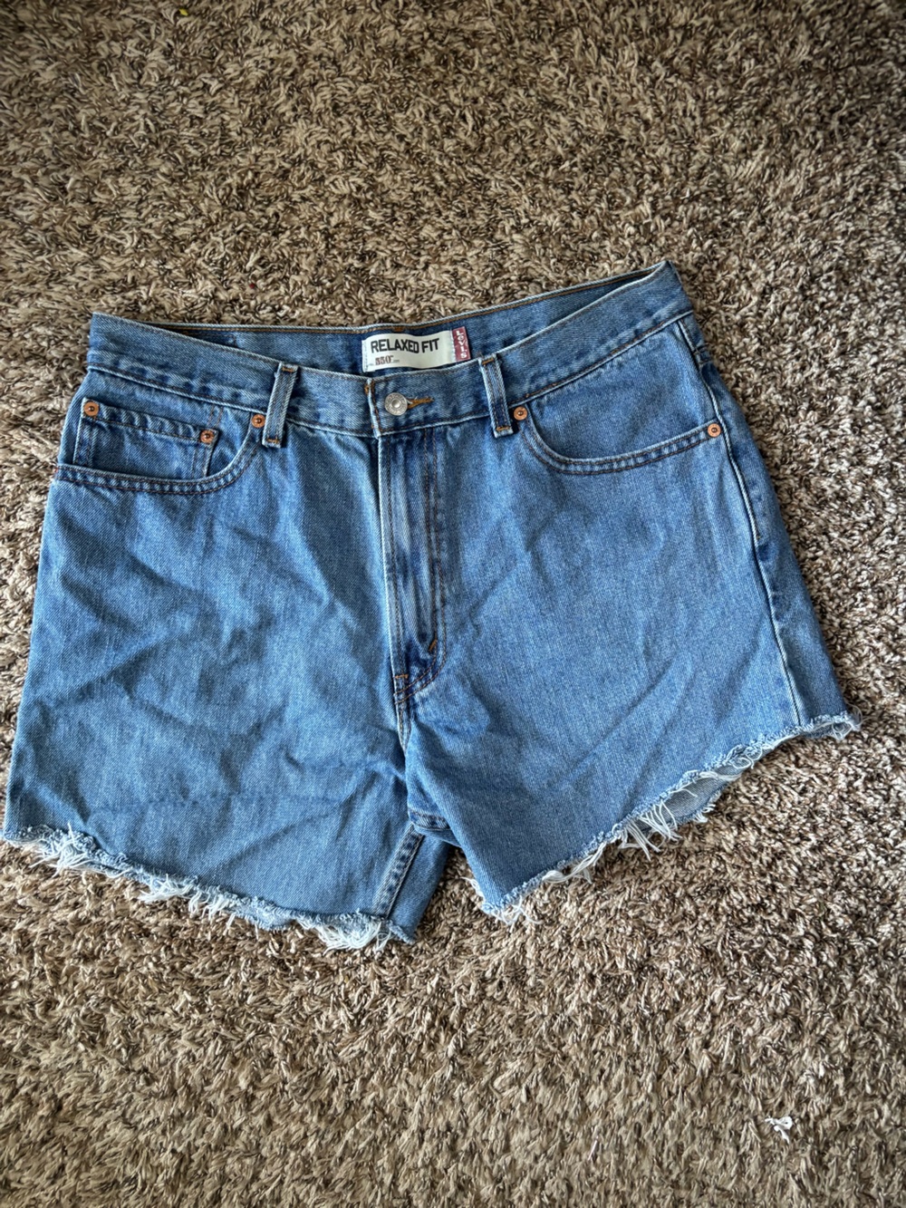 Relaxed Fit Denim Cutoff Shorts - Light Blue 550